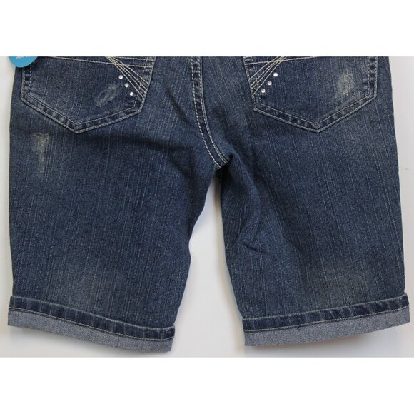 2010s Justice 2pc Shirred Shirt top Bermuda Denim Shorts sz 10 Embordered Sequin - Picture 13 of 14